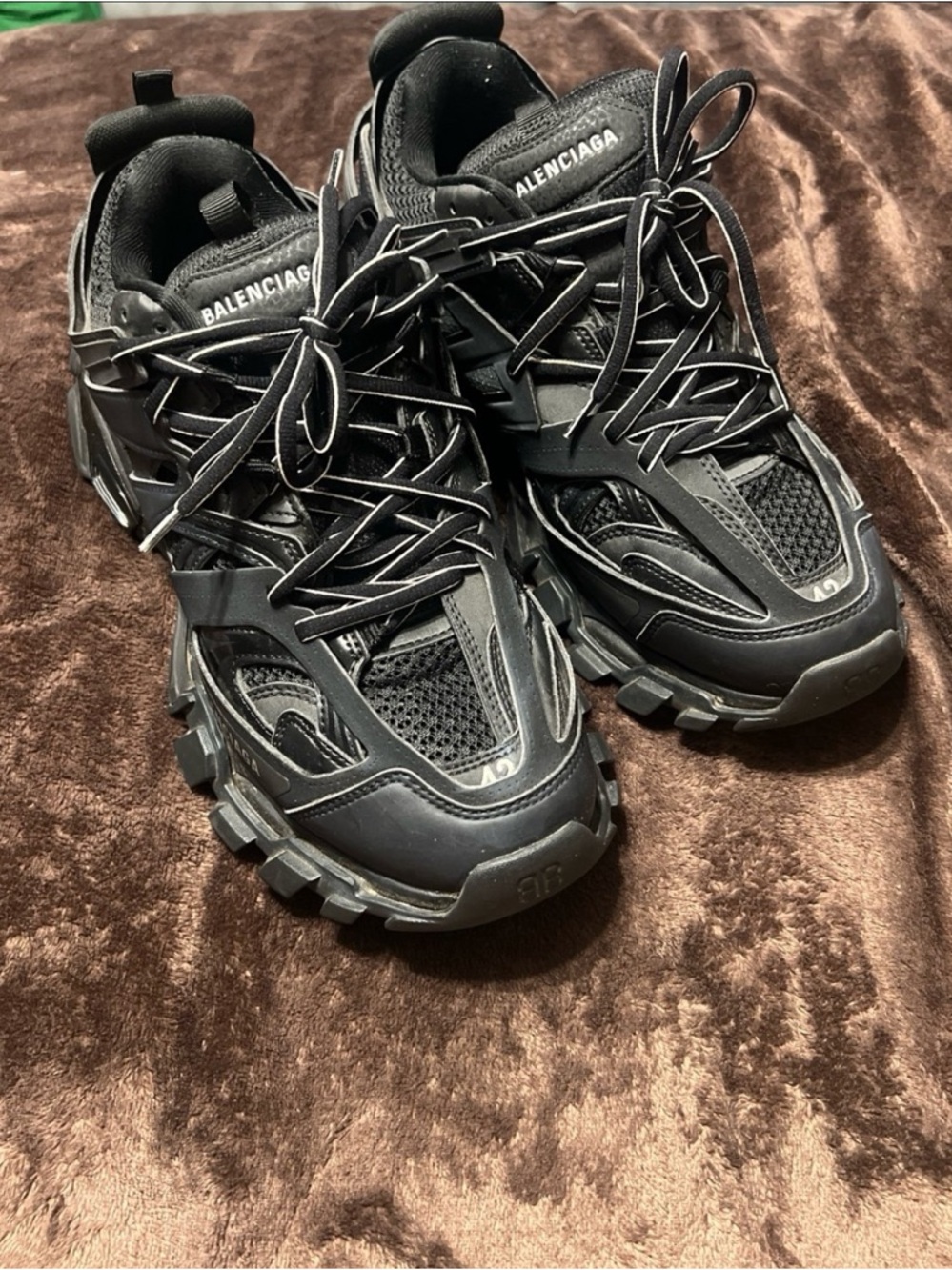 Balenciaga Men's Black Layered Track Sneakers